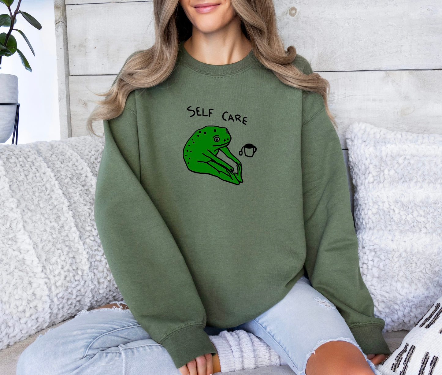 Self Care Shirt, Self Care Sweater, Self Care Sweatshirt, Self Care Hoodie, Frog Shirt, Coffee Shirt, Mental Health Shirt, Anxiety Shirt, Aesthetic Hoodie, Comfy Sweater