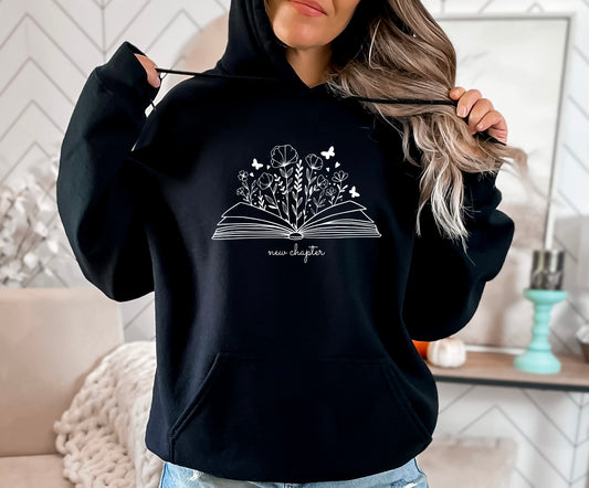 New Chapter Shirt, Book Lover Sweater, Flower T-Shirt, Mental Health Tee, Birth Flower Sweatshirt, Aesthetic Sweater