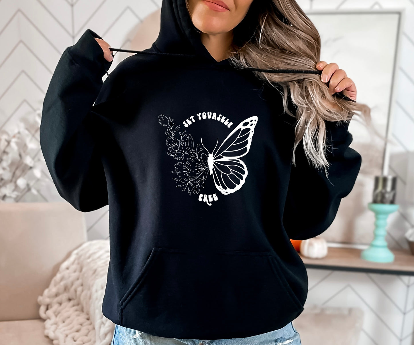 Set Yourself Free Shirt, Butterfly Sweater, Flower Hoodie, Mental Health Sweatshirt, Aesthetic Hoodie, Inspirational Tee