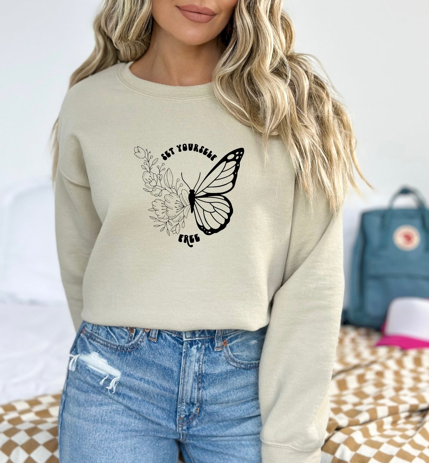 Set Yourself Free Shirt, Butterfly Sweater, Flower Hoodie, Mental Health Sweatshirt, Aesthetic Hoodie, Inspirational Tee