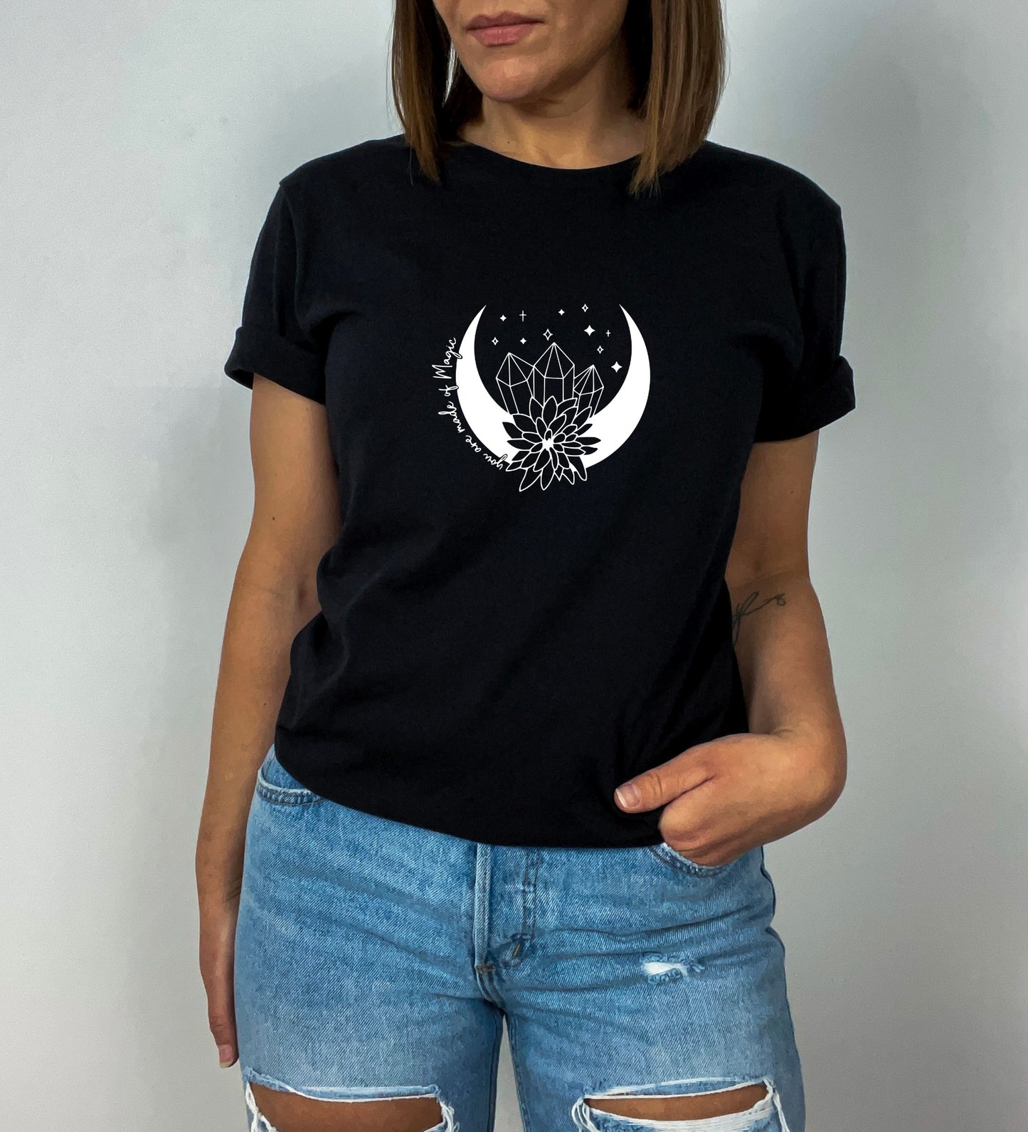 Moon Shirt, Crescent Moon Tee, Zodiac Shirt, Horoscope Sweater, Birth Flower Hoodie, Crystals T Shirt, Stars Shirt