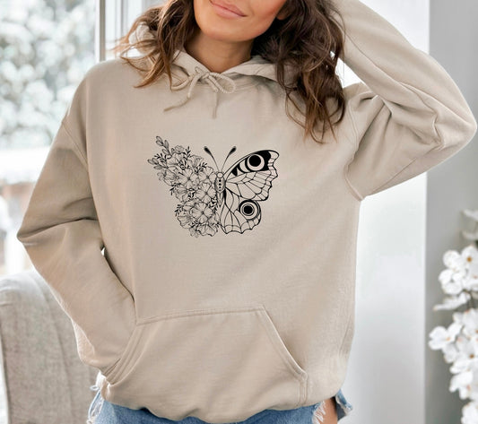 Butterfly Sweater, Birth Flower Shirt, Inspirational Tee, Comfy Sweatshirt, Aesthetic Hoodie, Butterfly T shirt