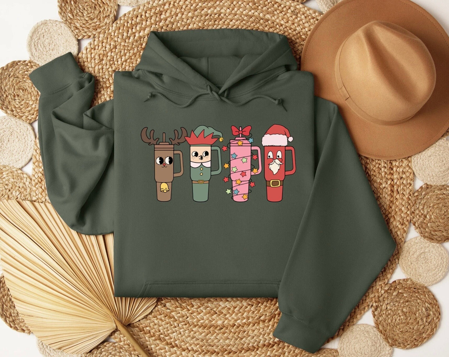 Christmas Tumbler Shirt, Christmas coffee Sweatshirt, women Holiday sweater, Santa Tee, Coffee Lover gift, Latte drink Crewneck, Xmas coffee