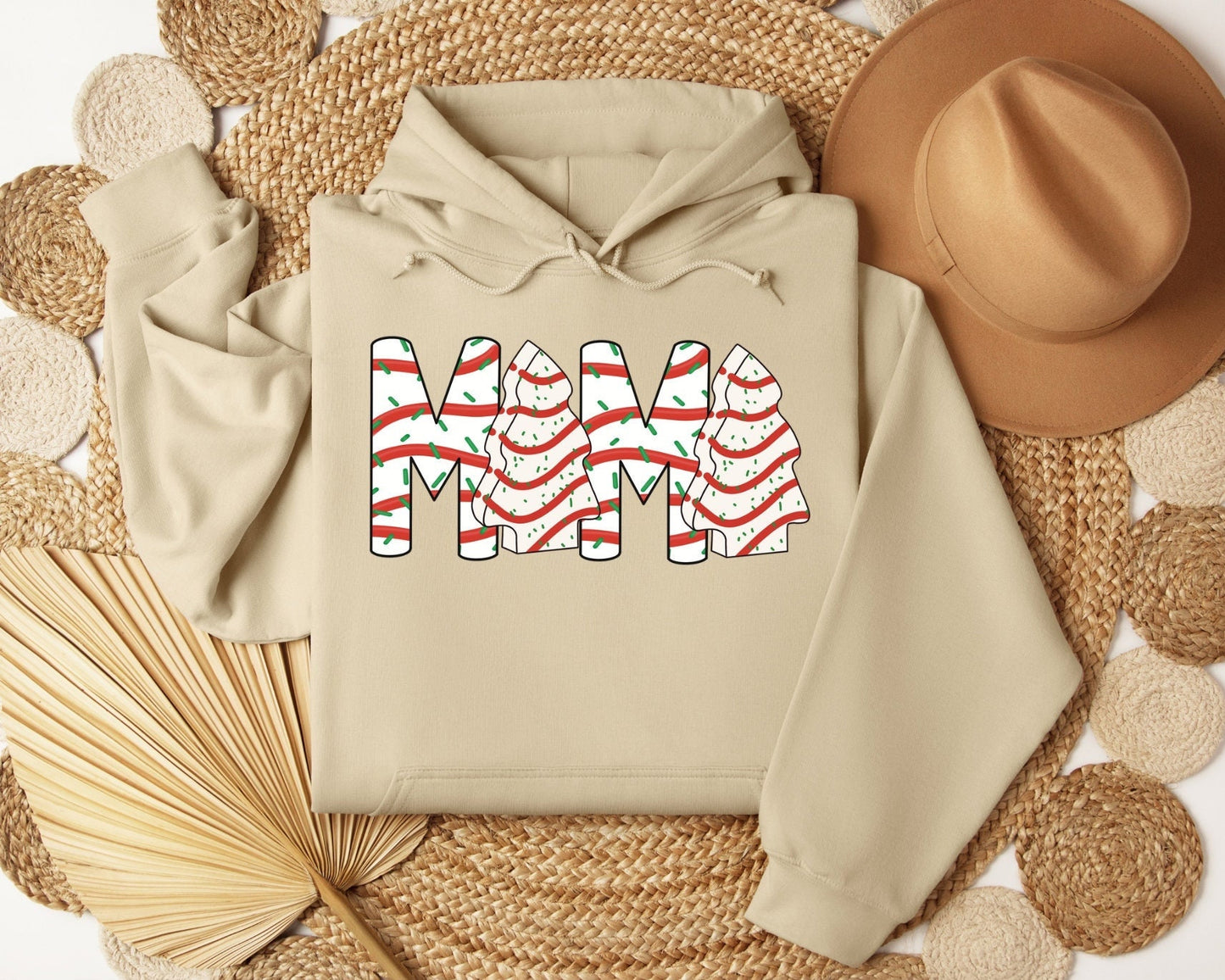 Mama Christmas cake Sweatshirt, Christmas family shirt, Merry And Bright Christmas Tree Sweatshirt, Womens Christmas Shirts, Xmas cake