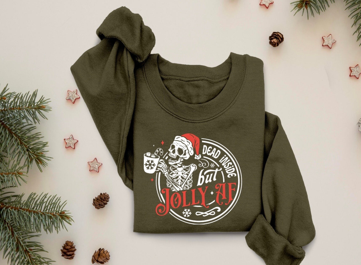 Holly Jolly AF Sweater, Cute Christmas Sweatshirt, Christmas Shirt, Holiday Xmas Tee, Snowman Sweater, Womans Sweater, Farm Fresh, Xmas