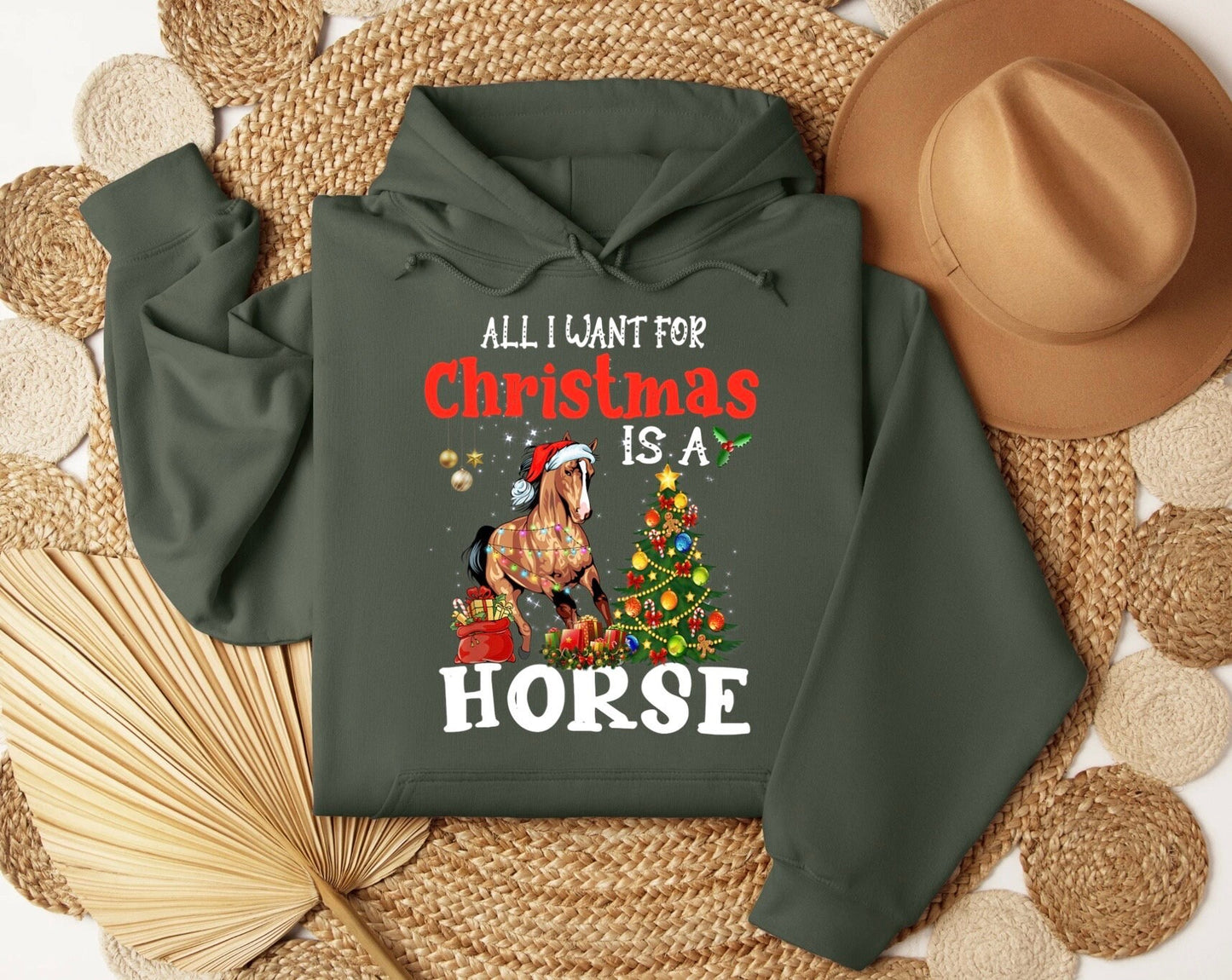 Horse Christmas Sweatshirt, Western Christmas Horse Shirt, Womens Christmas Sweater, Funny Christmas Shirt, Horse Lover Gift, All I want for