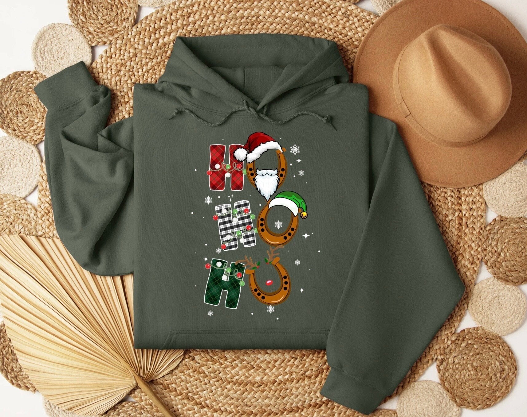 Ho ho ho Christmas Sweatshirt, Western Christmas Horse Shirt, Womens Christmas Sweater, Funny Christmas Shirt, Horse Lover,Holiday Sweater