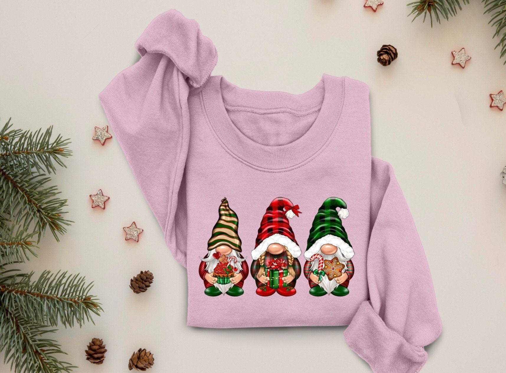 Christmas Gnomes Sweatshirt, Cute Gnome Shirt, Women Holiday Gift, Christmas Gnomes Tee, Christmas Lights Crewneck, Funny Christmas Sweater