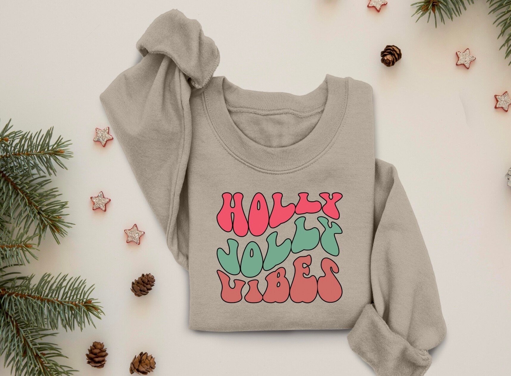 Holly Jolly Vibe Sweater, Cute Christmas Sweatshirt, Christmas Shirt, Holiday Xmas Tee, Snowman Sweater, Womans Sweater, Farm Fresh, Xmas