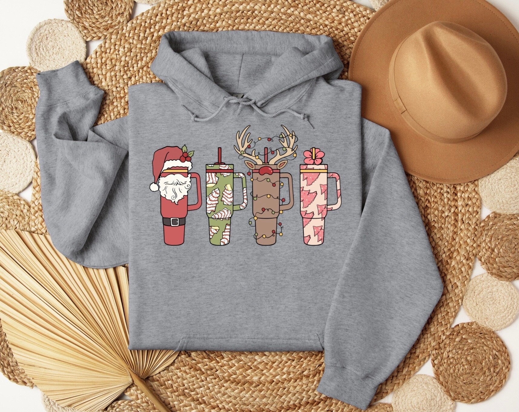 Christmas Tumbler Shirt, Christmas coffee Sweatshirt, women Holiday sweater, Camo Tee, Coffee Lover gift, Latte drink Crewneck, Xmas coffee