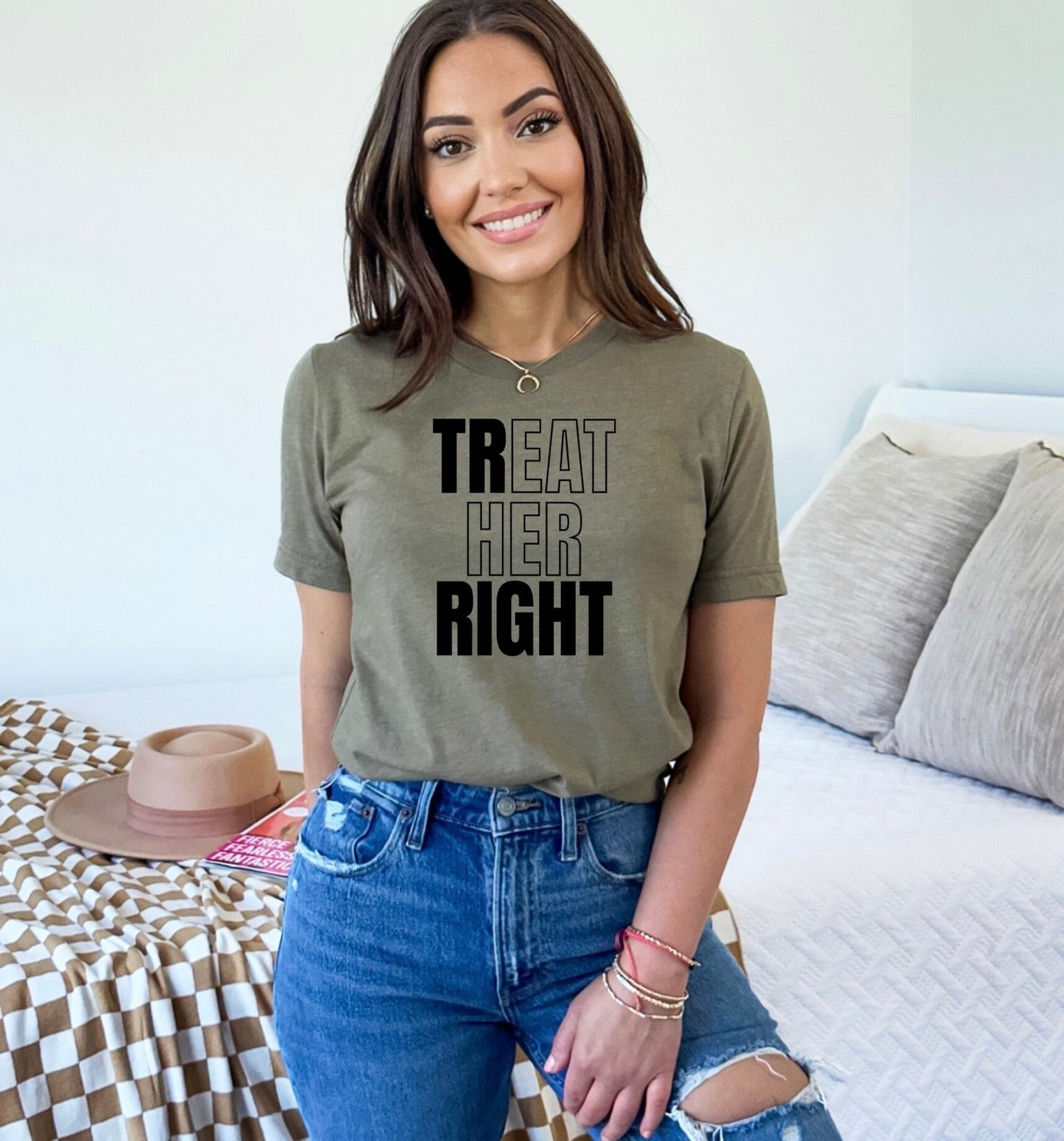 Treat Her Right Sweatshirt, Treat Her Right Tee, Treat Her Right Crewneck, Crewneck Sweatshirt, Oversized Sweater, Comfy Sweater, Sexy Tee